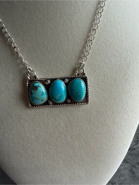 Turquoise Silver Pendant Necklace